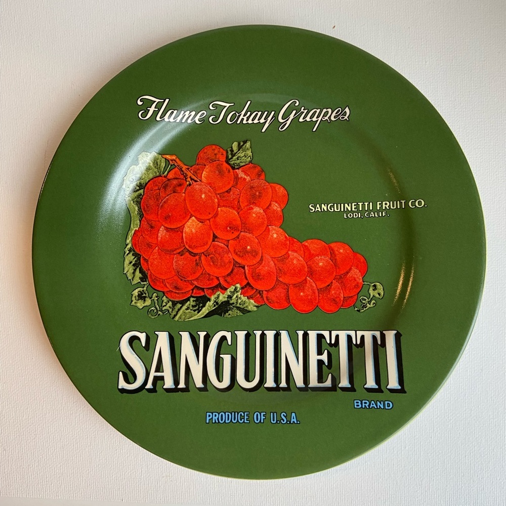 Oneida Vintage Label Collection Plate Sanguinetti Flame Tokay Grapes California